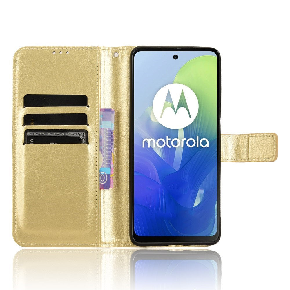 EIDERWOOD Motorola Moto G04 / G24 / G24 Power Blankt Læder Mobil Cover m. Pung & Strop - Guld