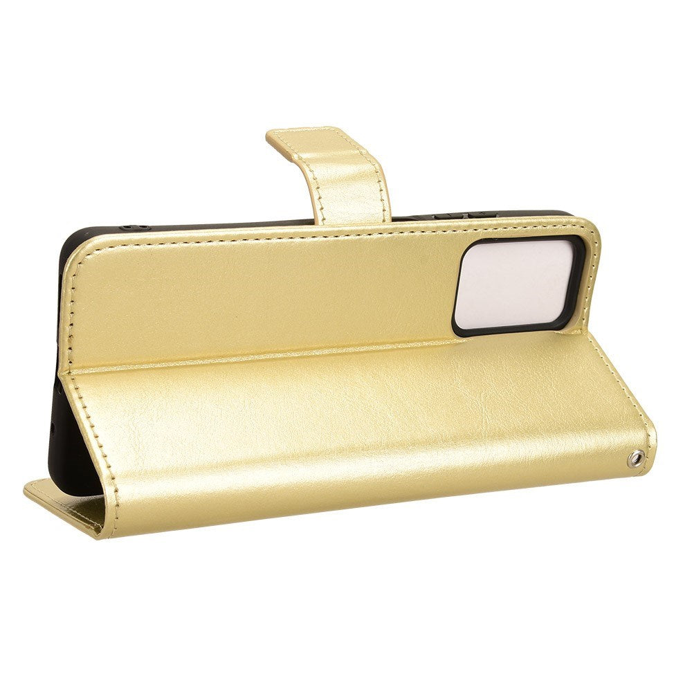 EIDERWOOD Motorola Moto G04 / G24 / G24 Power Blankt Læder Mobil Cover m. Pung & Strop - Guld