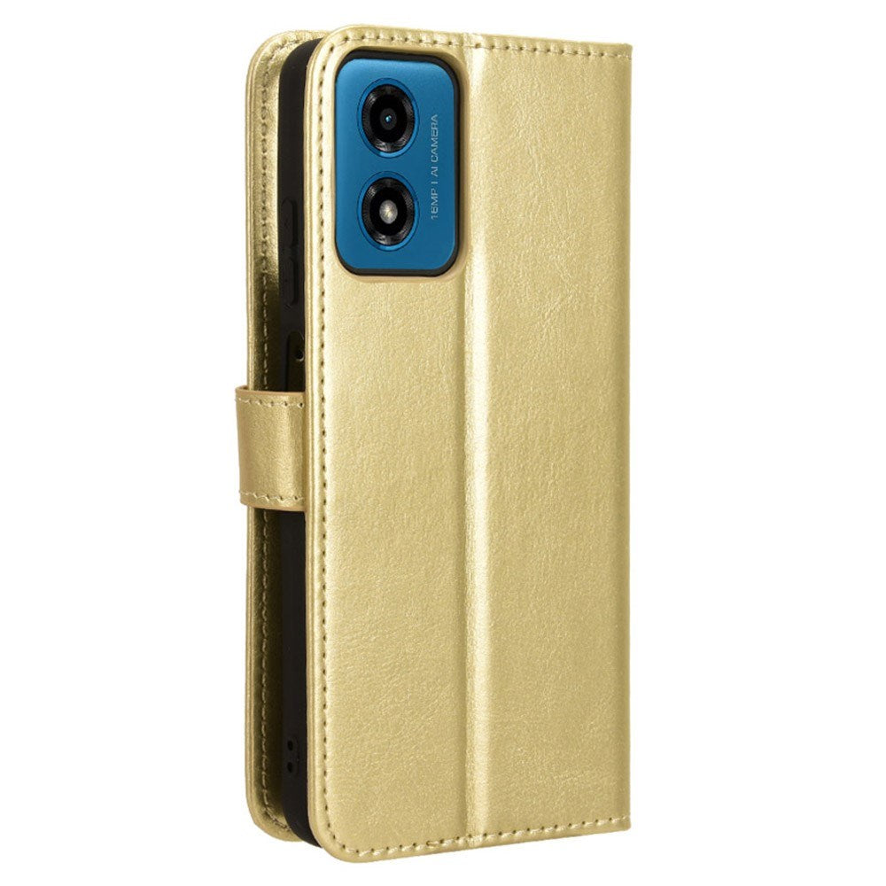 EIDERWOOD Motorola Moto G04 / G24 / G24 Power Blankt Læder Mobil Cover m. Pung & Strop - Guld