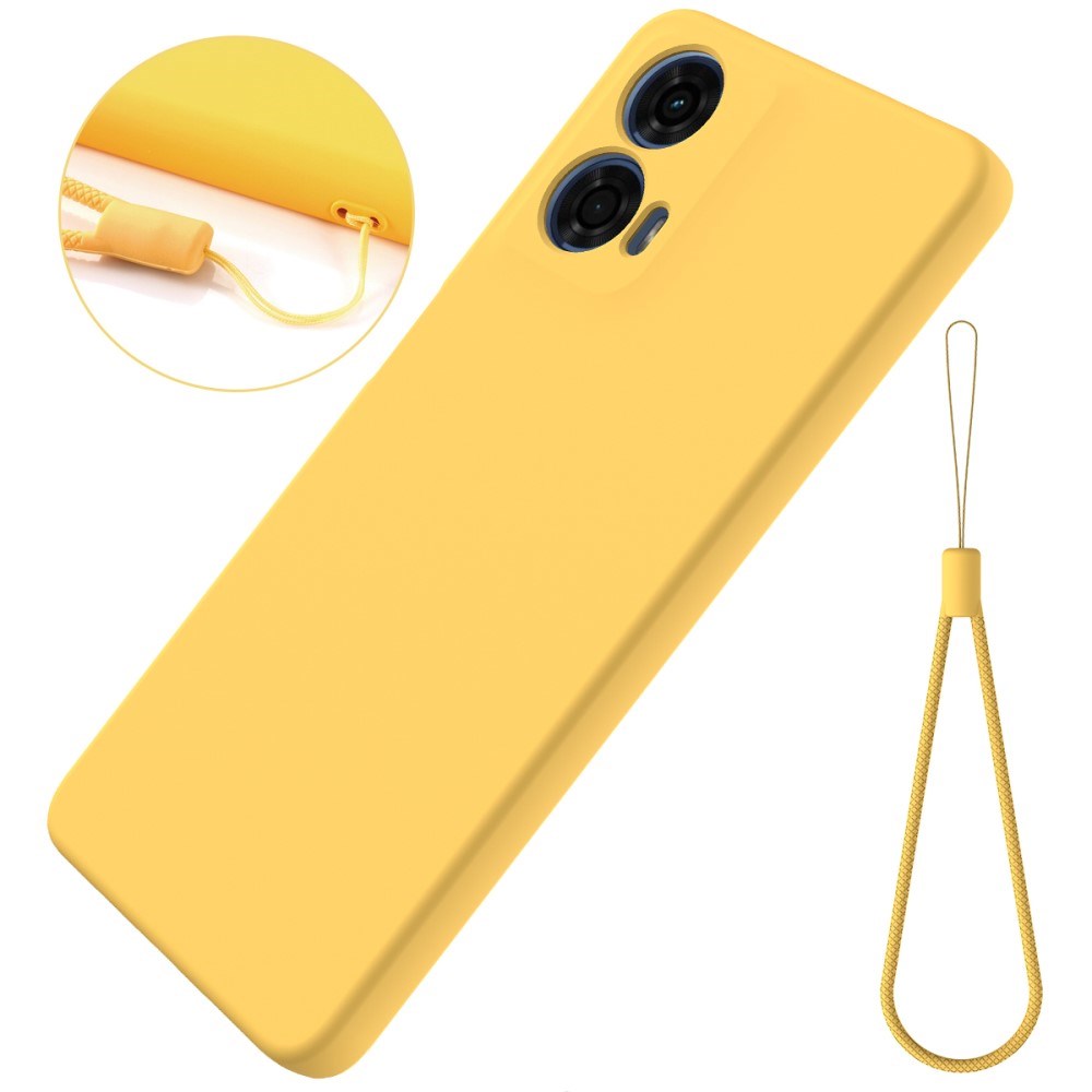 Motorola Moto G04 / G24 / G24 Power Liquid Silikone Mobil Cover m. Strop - Gul