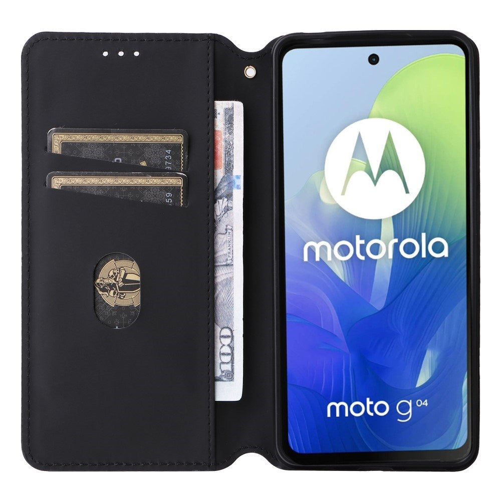 EIDERWOOD Motorola Moto G04 / G24 / G24 Power Læder Mobil Cover m. Pung - Rhombus - Brun