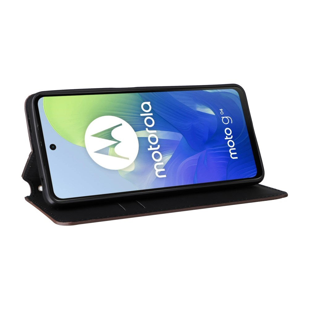 EIDERWOOD Motorola Moto G04 / G24 / G24 Power Læder Mobil Cover m. Pung - Rhombus - Brun