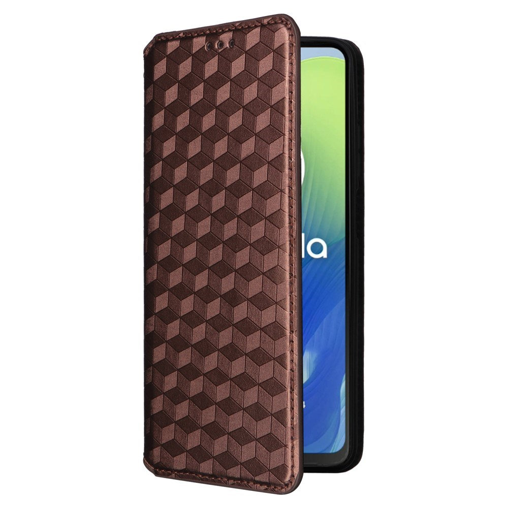 EIDERWOOD Motorola Moto G04 / G24 / G24 Power Læder Mobil Cover m. Pung - Rhombus - Brun