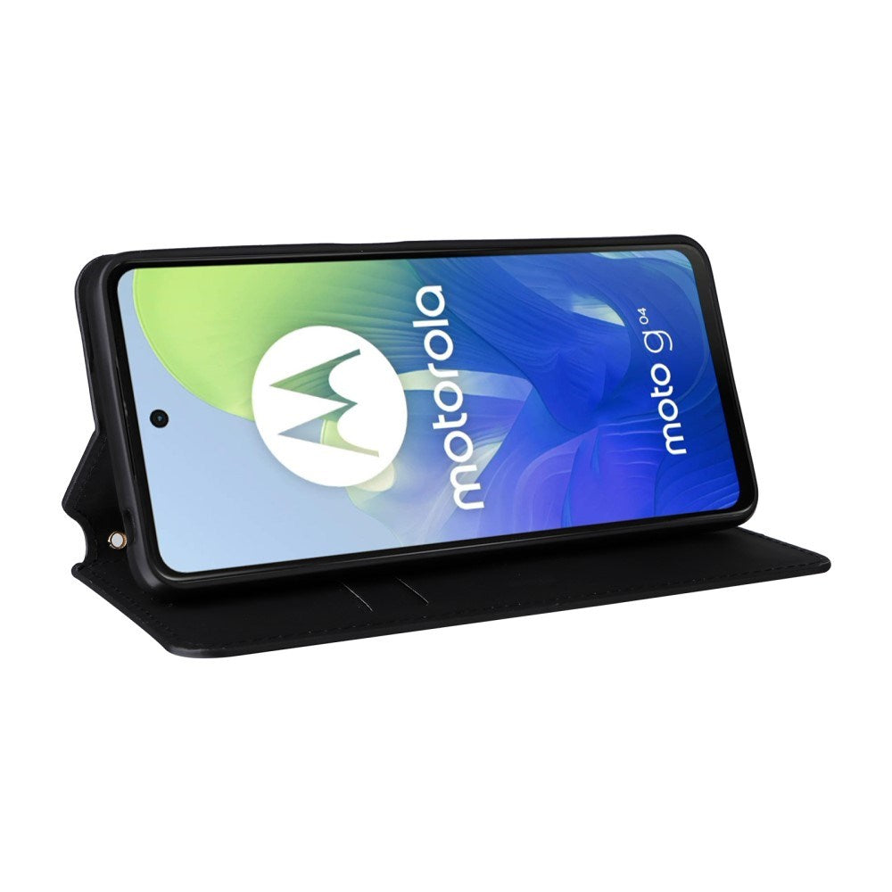 EIDERWOOD Motorola Moto G04 / G24 / G24 Power Læder Mobil Cover m. Pung - Rhombus - Sort