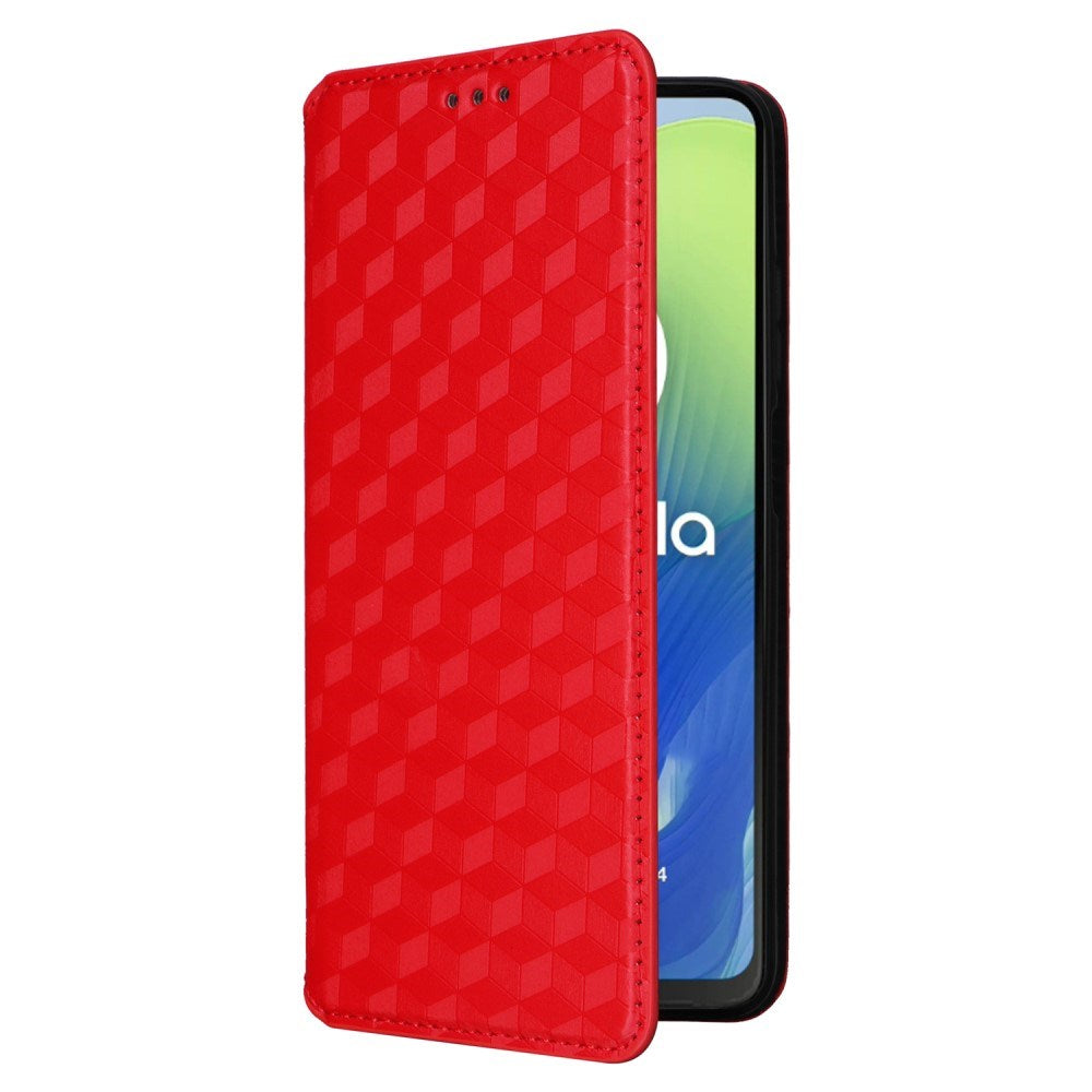 EIDERWOOD Motorola Moto G04 / G24 / G24 Power Læder Mobil Cover m. Pung - Rhombus - Rød