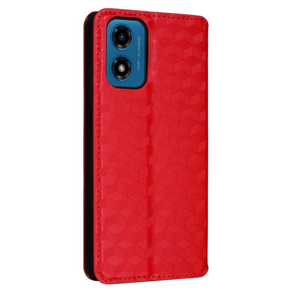 EIDERWOOD Motorola Moto G04 / G24 / G24 Power Læder Mobil Cover m. Pung - Rhombus - Rød