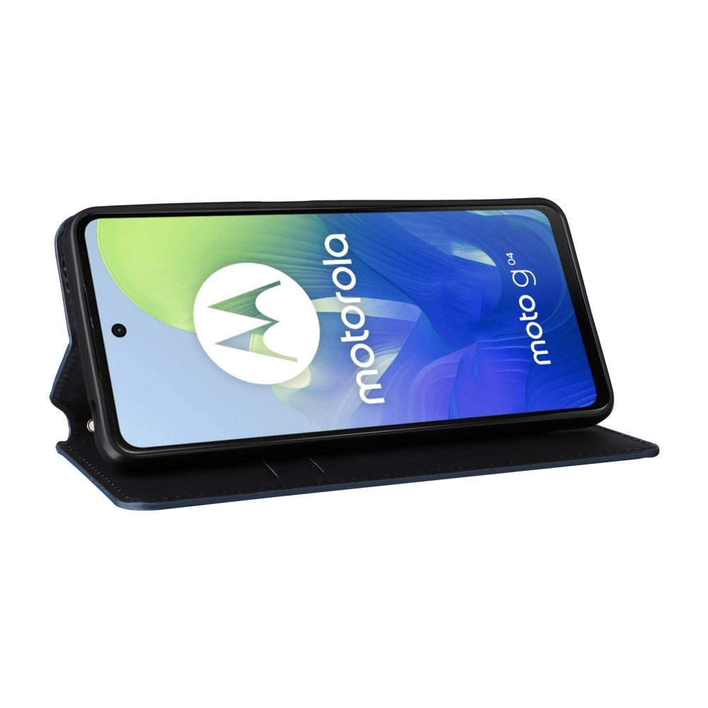 EIDERWOOD Motorola Moto G04 / G24 / G24 Power Læder Mobil Cover m. Pung - Rhombus - Blå