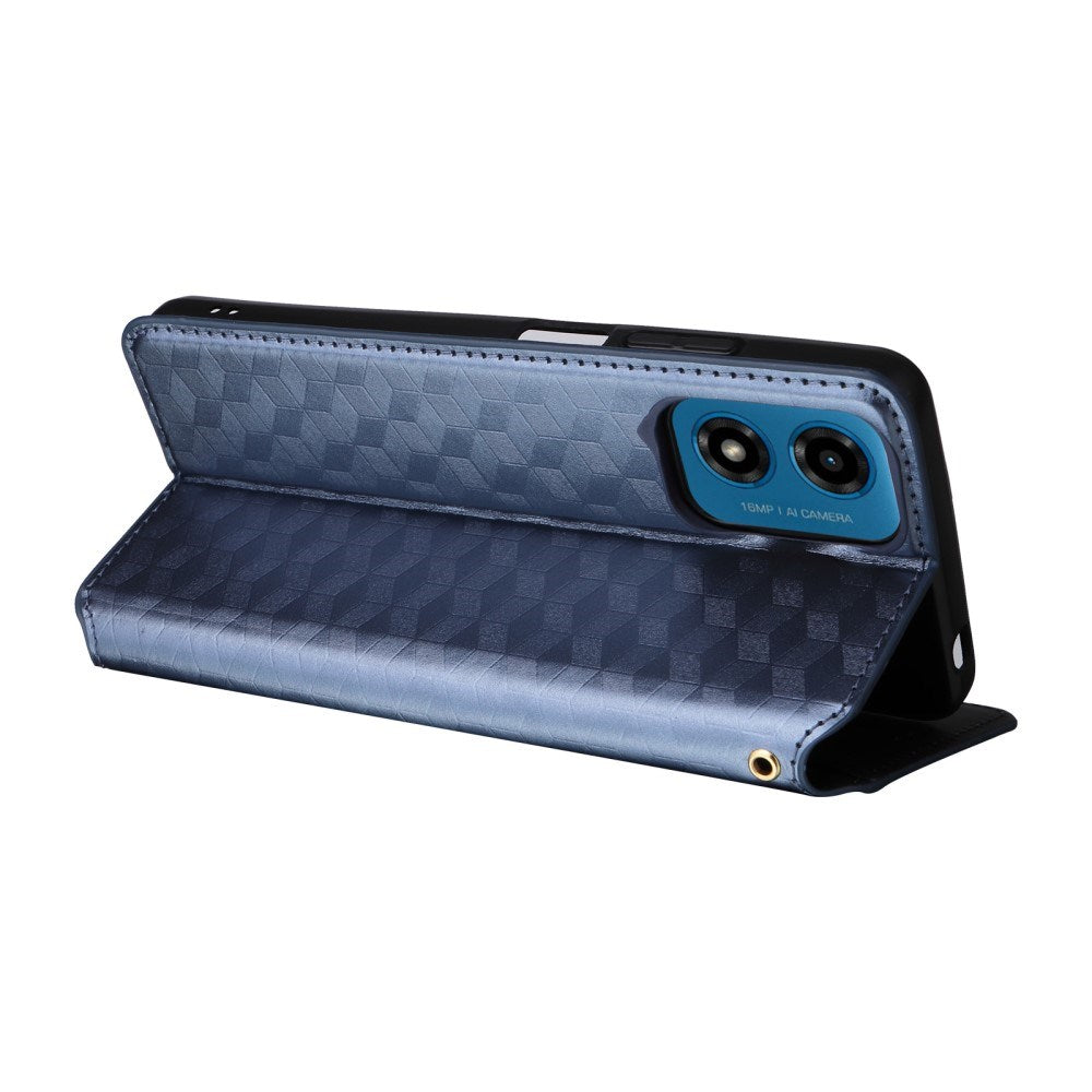 EIDERWOOD Motorola Moto G04 / G24 / G24 Power Læder Mobil Cover m. Pung - Rhombus - Blå