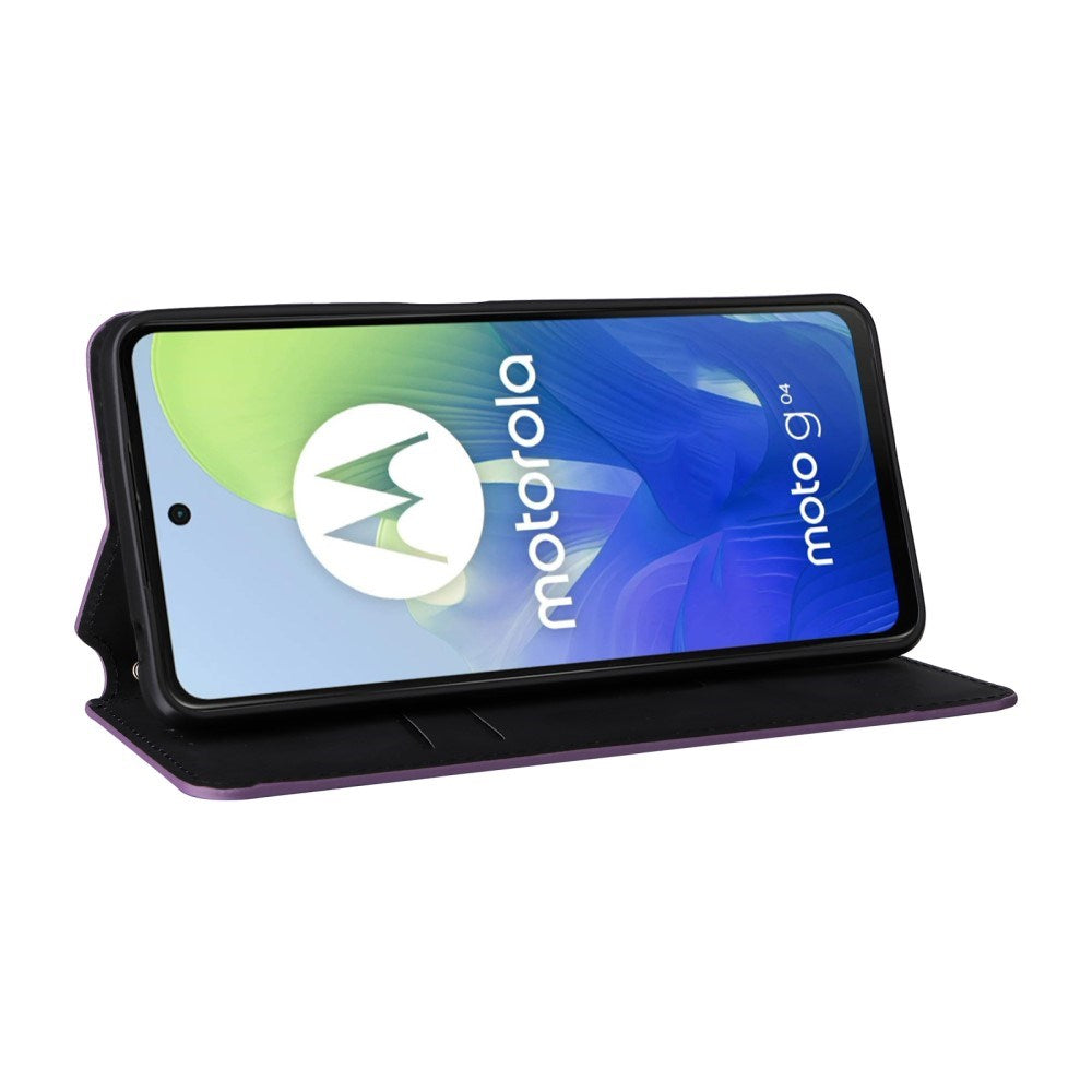 EIDERWOOD Motorola Moto G04 / G24 / G24 Power Læder Mobil Cover m. Pung - Rhombus - Lilla