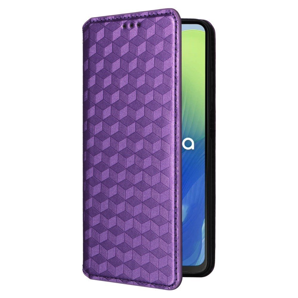 EIDERWOOD Motorola Moto G04 / G24 / G24 Power Læder Mobil Cover m. Pung - Rhombus - Lilla