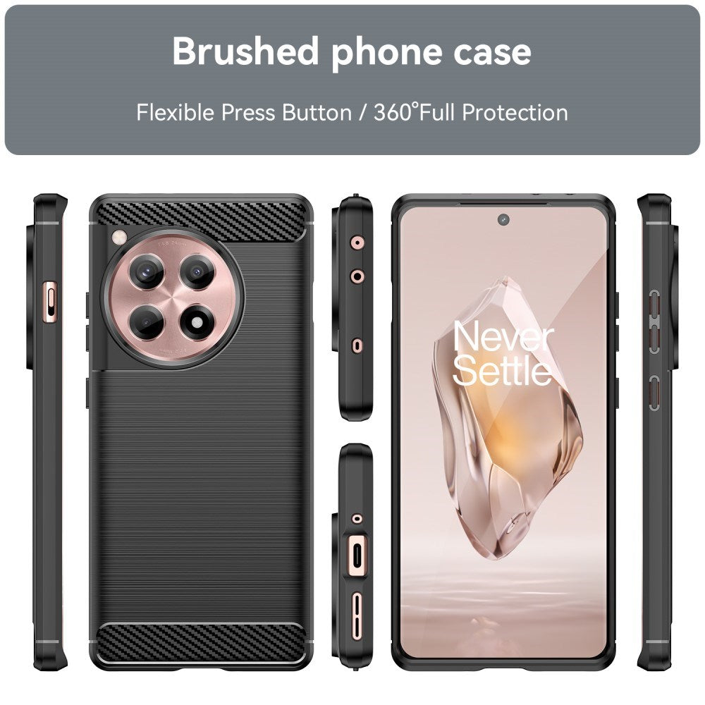 OnePlus 12R Brushed Carbon Mobil Cover - Sort