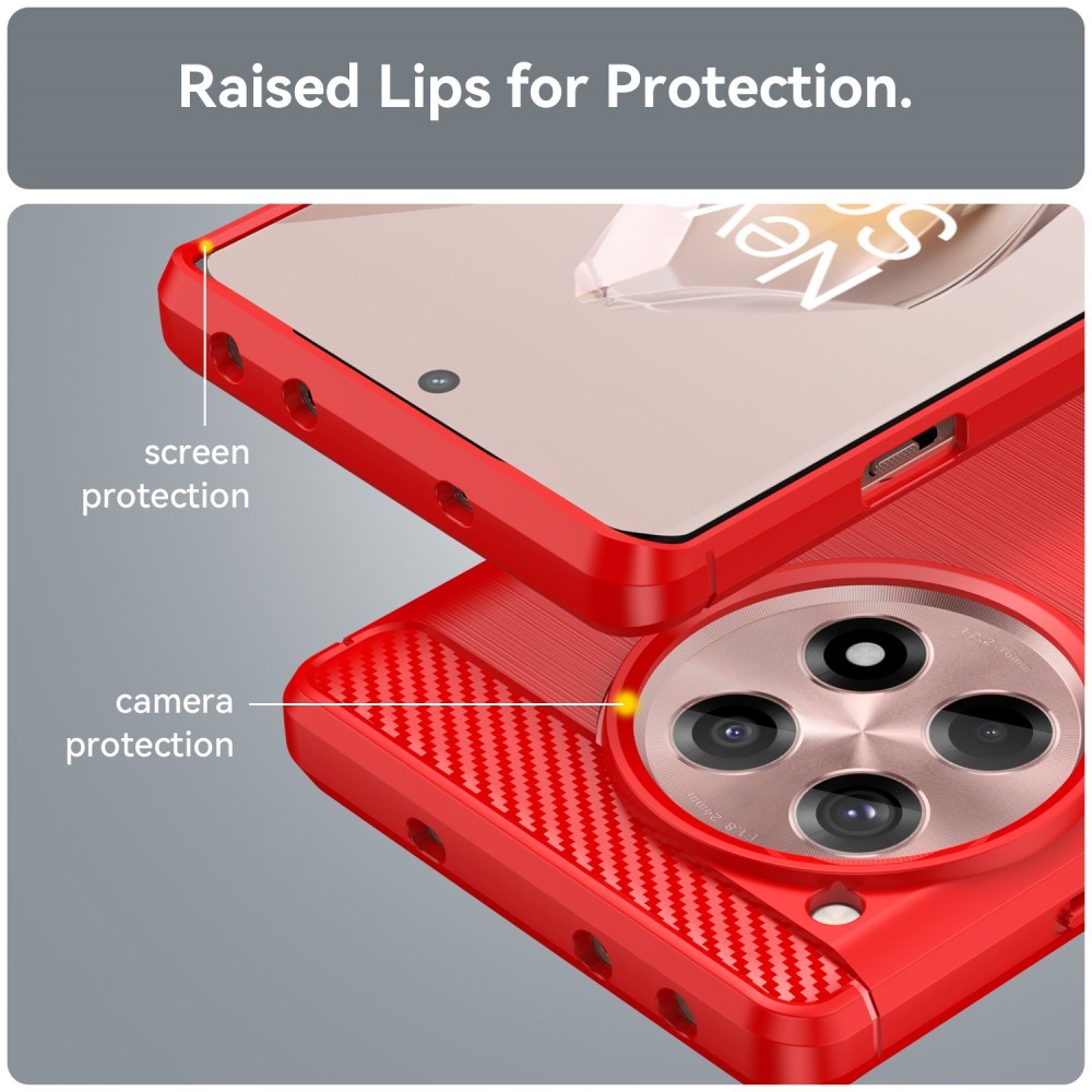 OnePlus 12R Brushed Carbon Mobil Cover - Rød