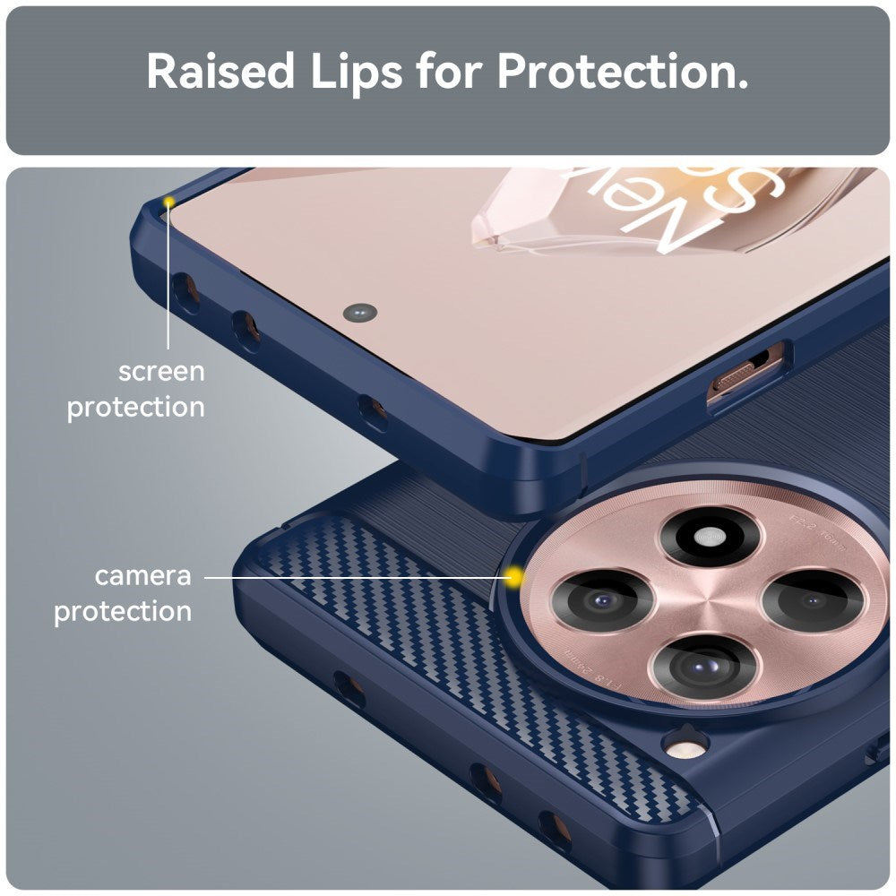 OnePlus 12R Brushed Carbon Mobil Cover - Blå