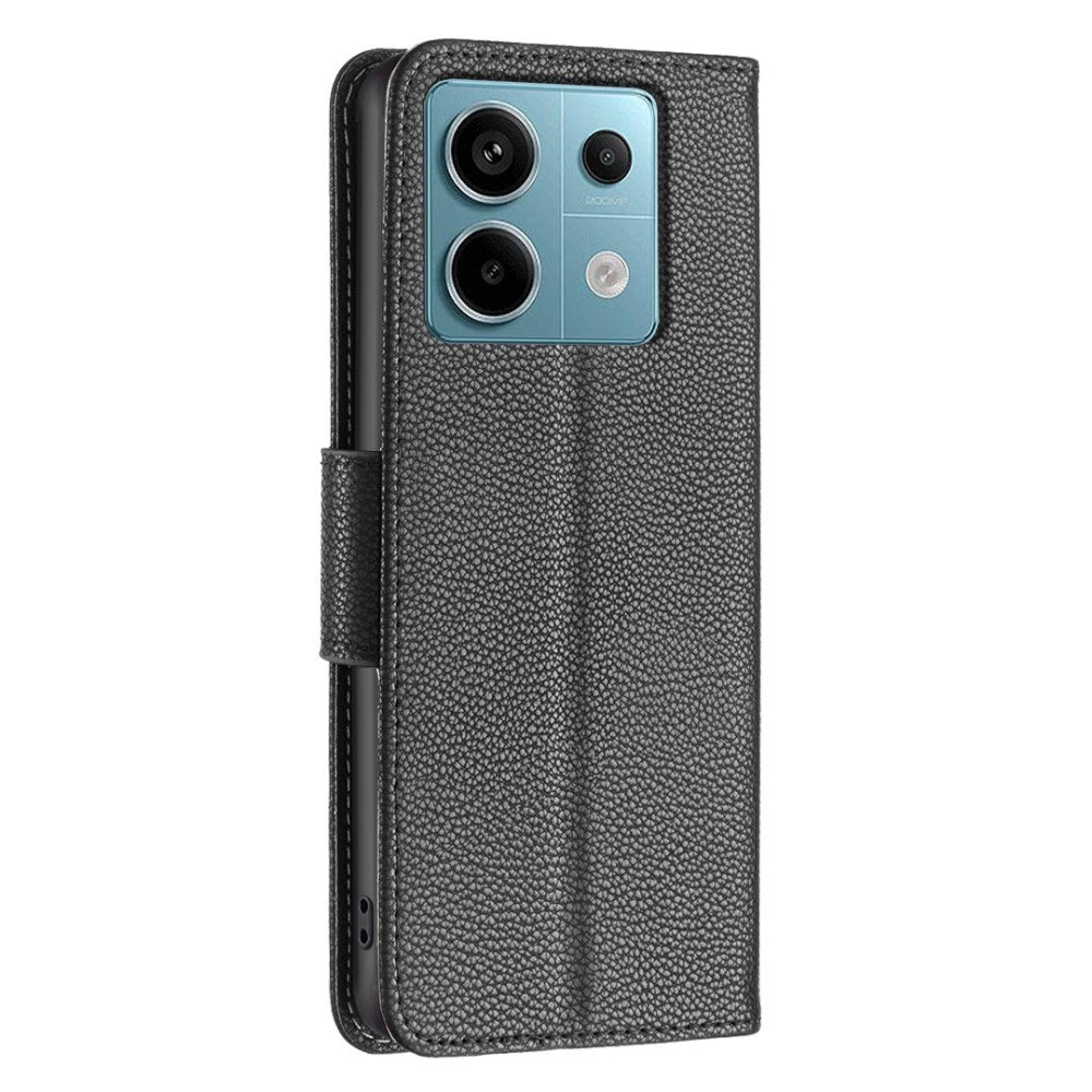 EIDERWOOD Xiaomi Redmi Note 13 Pro (4G) Litchi Læder Mobil Cover m. Pung & Strop - Sort