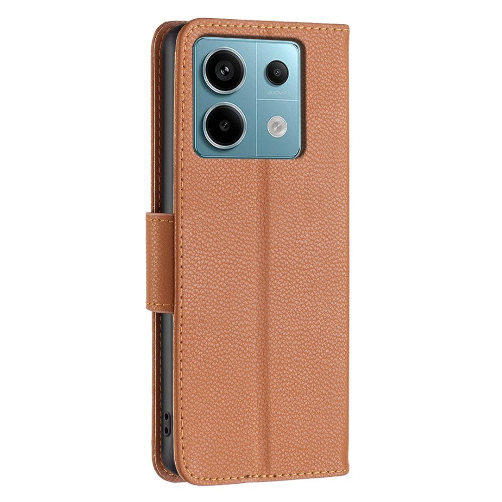 EIDERWOOD Xiaomi Redmi Note 13 Pro (4G) Litchi Læder Mobil Cover m. Pung & Strop - Brun