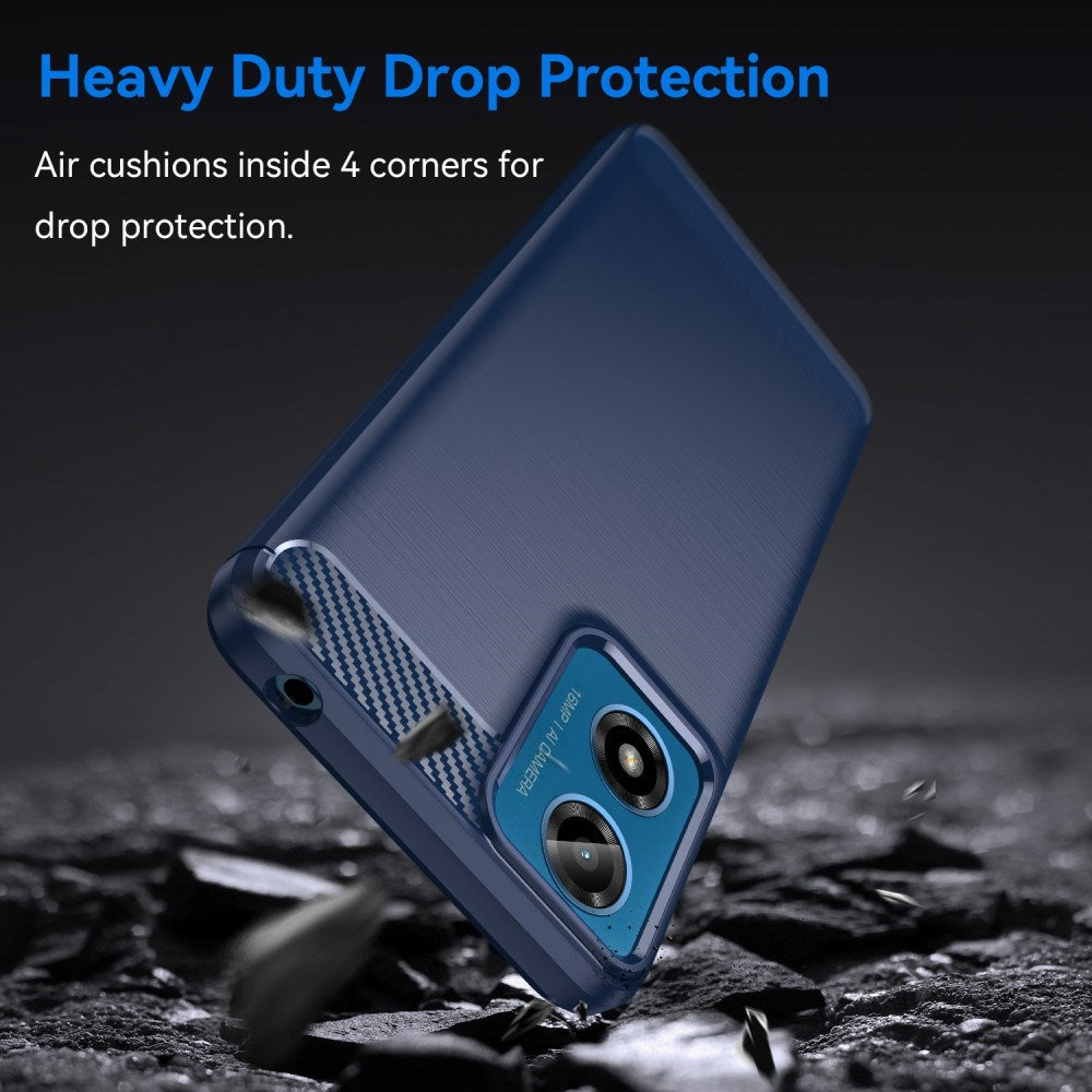 EIDERWOOD Motorola Moto G04 / G24 / G24 Power Brushed Carbon Mobil Cover - Blå