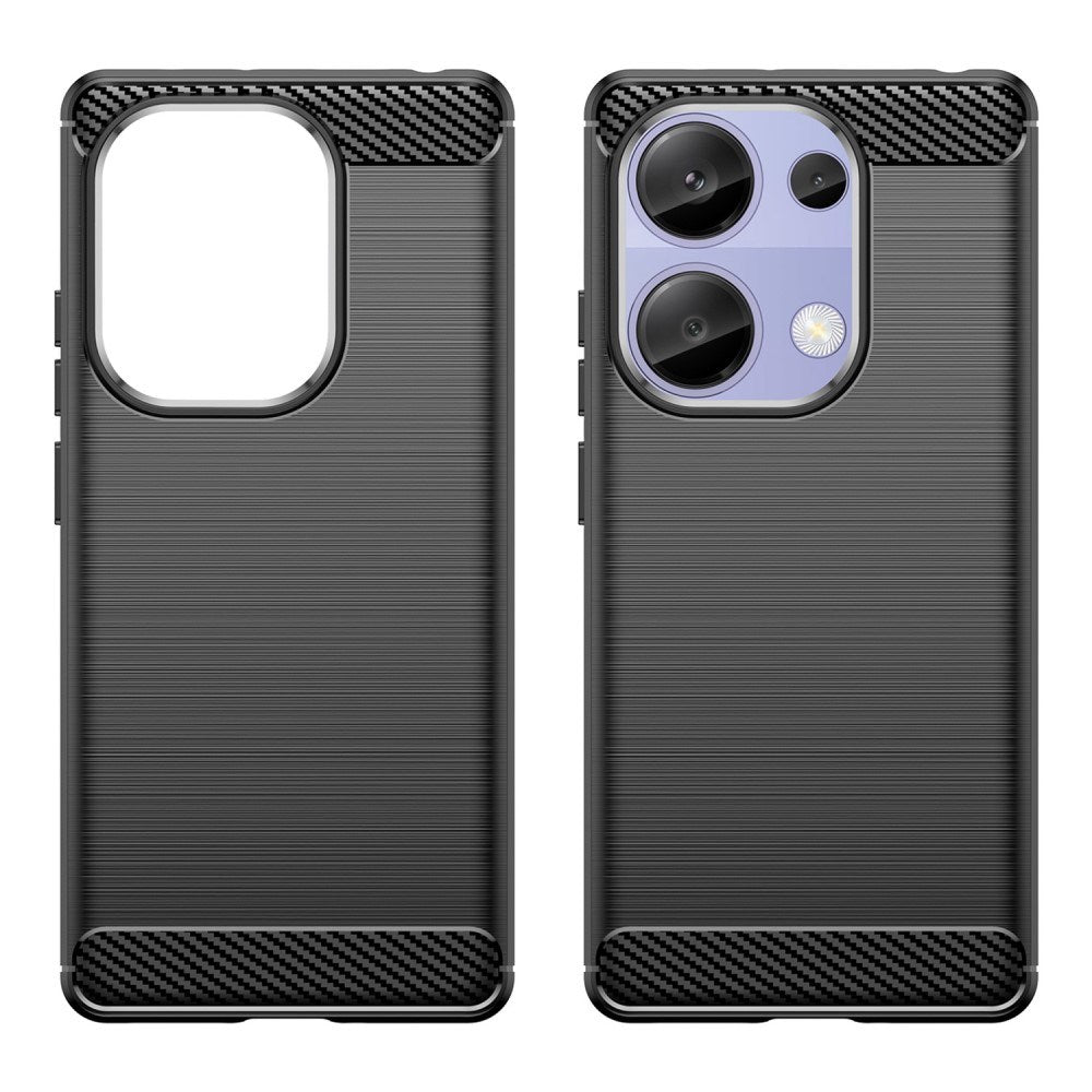 Xiaomi Redmi Note 13 Pro (4G) / Poco M6 Pro Brushed Carbon Fiber Fleksibelt Plastik Mobil Cover - Sort