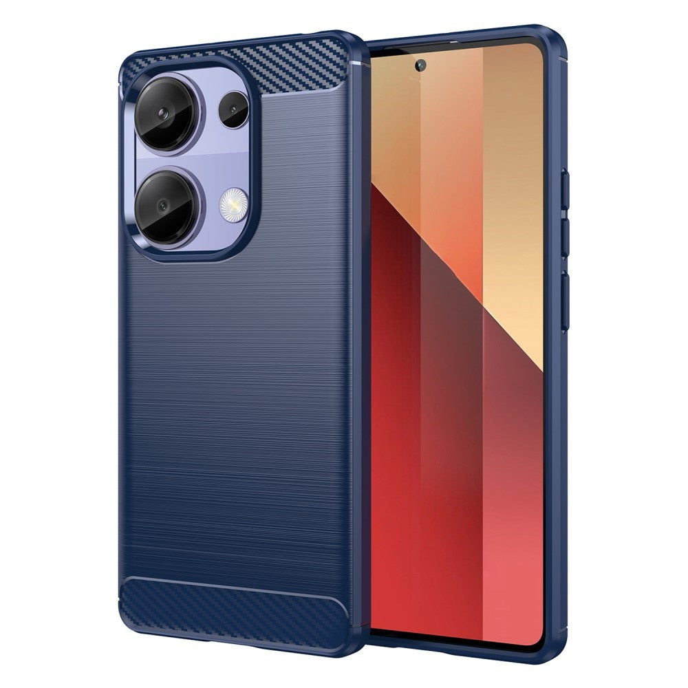 Xiaomi Redmi Note 13 Pro (4G) / Poco M6 Pro Brushed Carbon Fiber Fleksibelt Plastik Mobil Cover - Blå