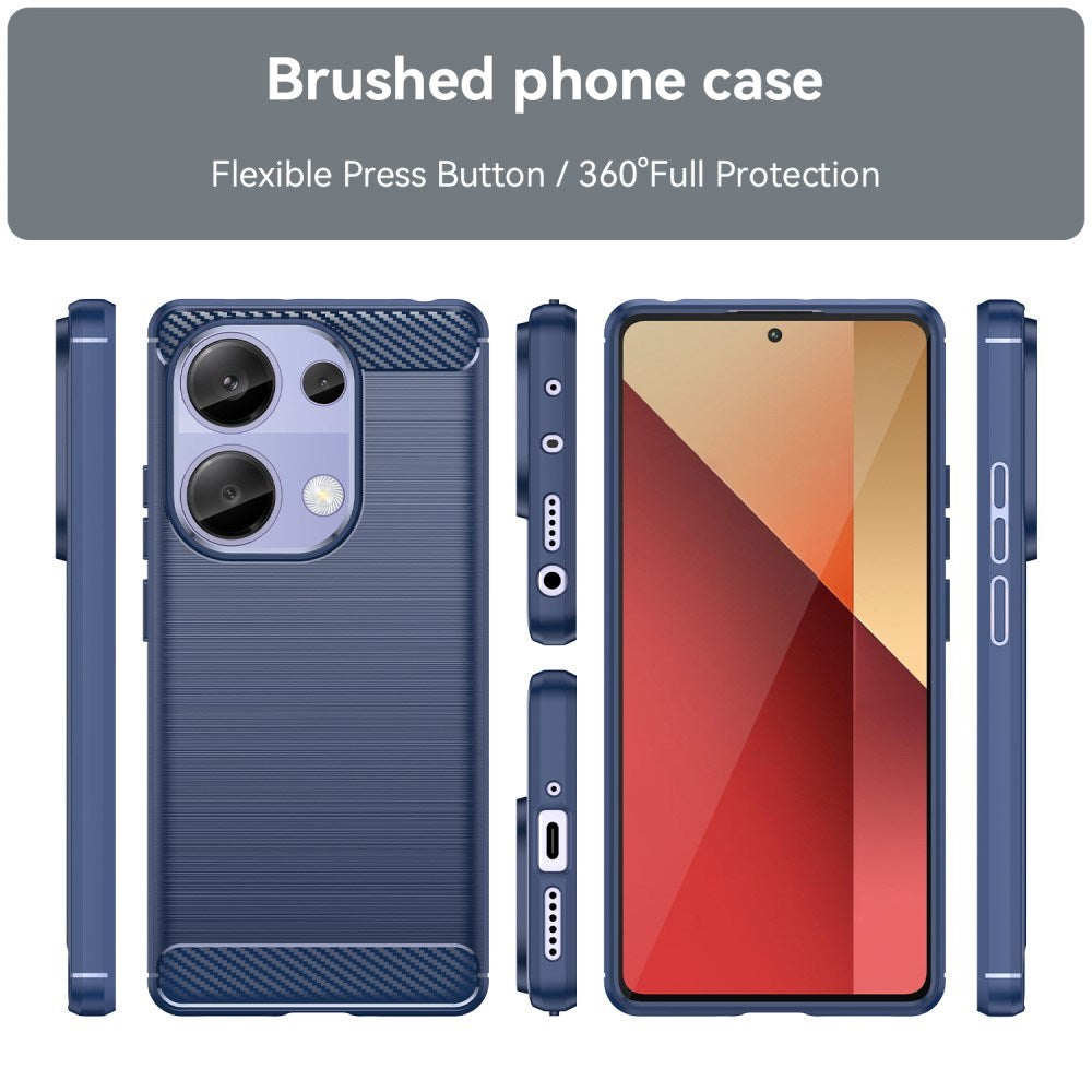 Xiaomi Redmi Note 13 Pro (4G) / Poco M6 Pro Brushed Carbon Fiber Fleksibelt Plastik Mobil Cover - Blå