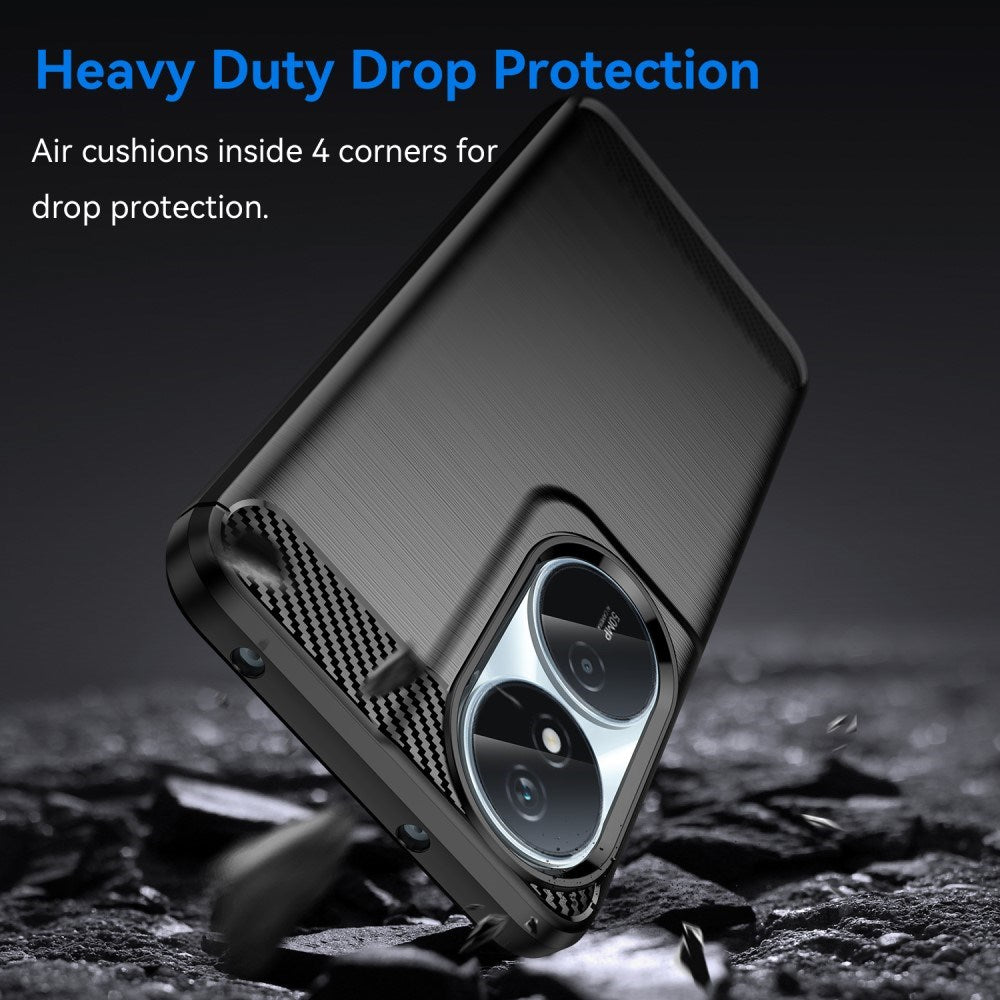 EIDERWOOD - Honor X7b / 90 Smart - Brushed Carbon Fiber Fleksibelt Plastik Cover - Sort