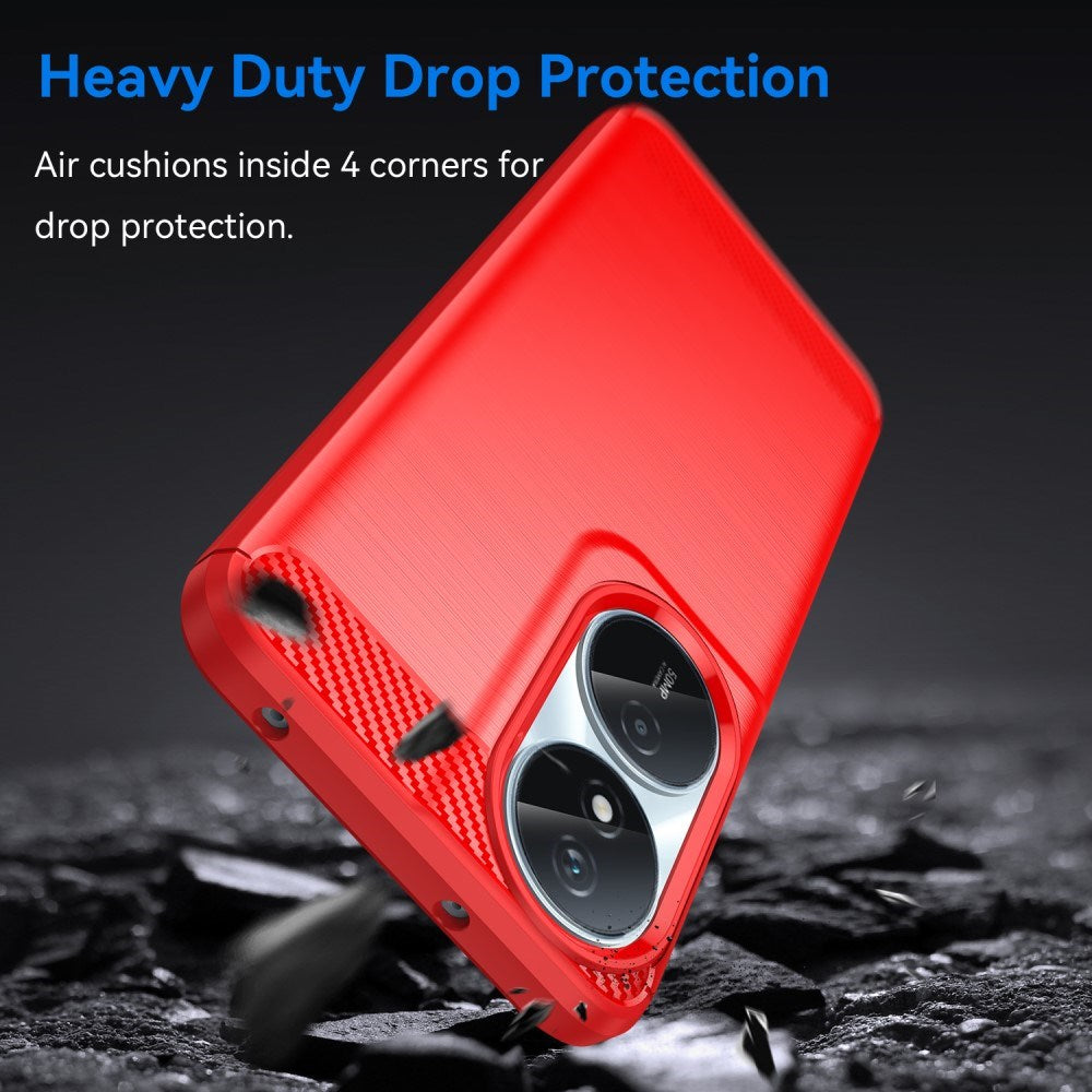 EIDERWOOD - Honor X7b / 90 Smart - Brushed Carbon Fiber Fleksibelt Plastik Cover - Rød