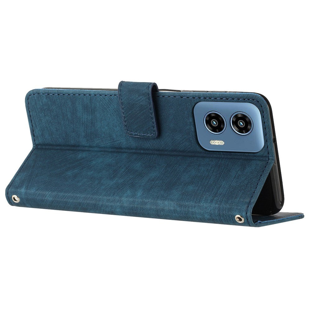 EIDERWOOD Motorola Moto G Play 5G (2024) Læder Mobil Cover m. Pung og Strop - Blå
