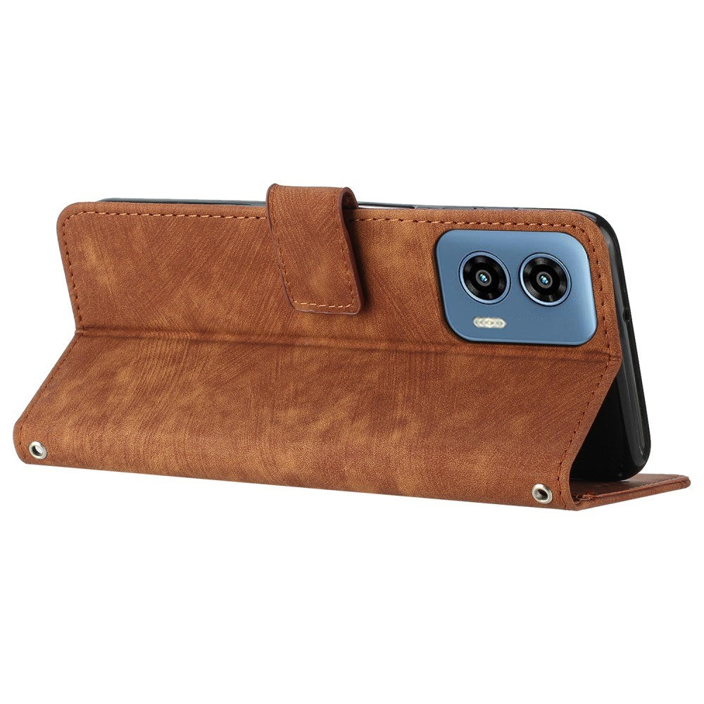 EIDERWOOD Motorola Moto G Play 5G (2024) Læder Mobil Cover m. Pung og Strop - Brun