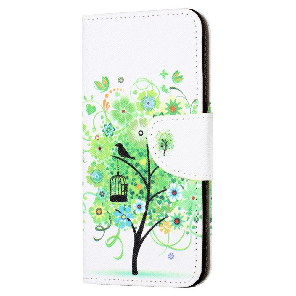 EIDERWOOD Motorola Moto G24 Power Læder Mobil Cover m. Pung & Print - Grønt Træ