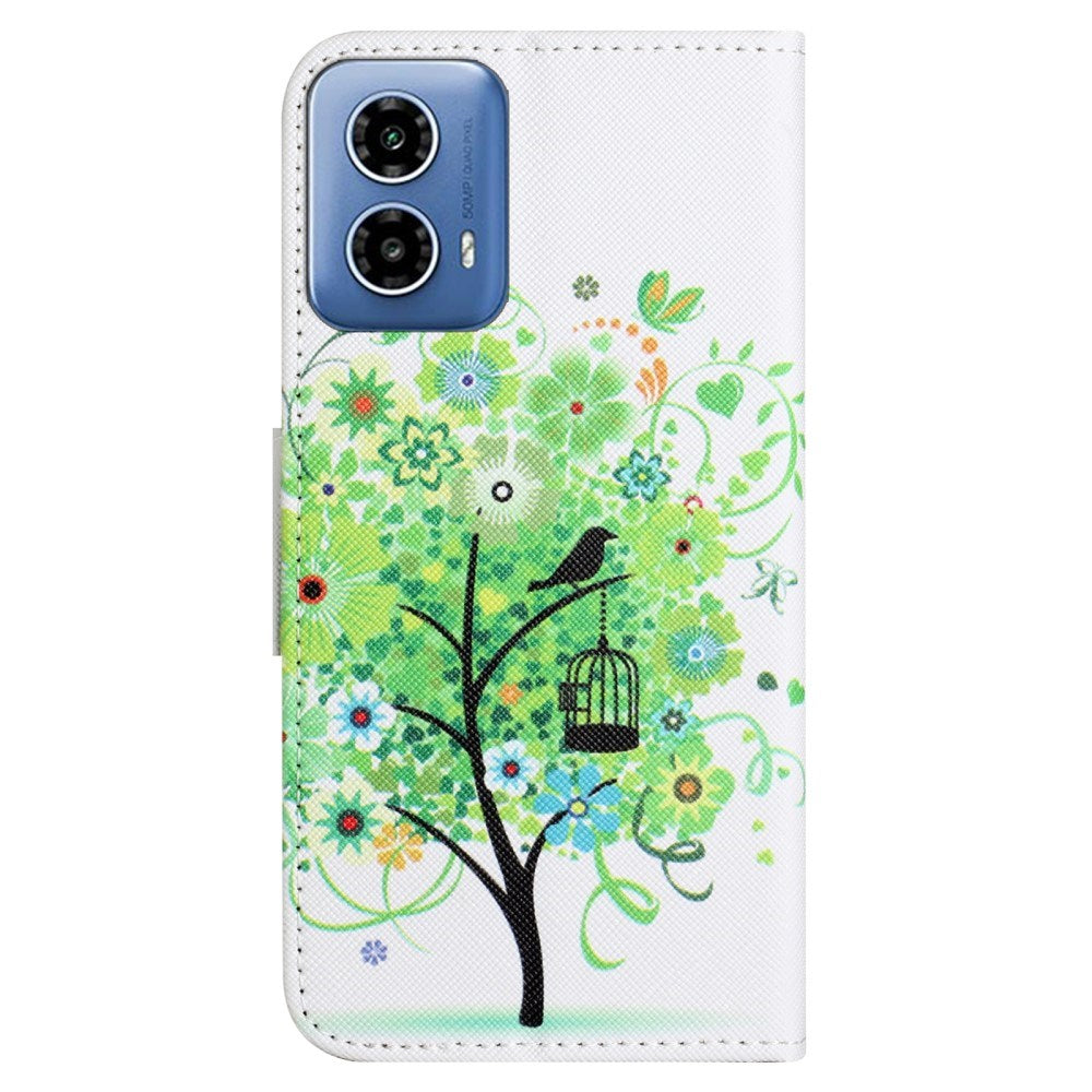 EIDERWOOD Motorola Moto G24 Power Læder Mobil Cover m. Pung & Print - Grønt Træ