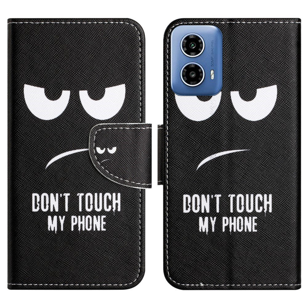 EIDERWOOD Motorola Moto G24 Power Læder Mobil Cover m. Pung & Print - "Don't Touch My Phone"