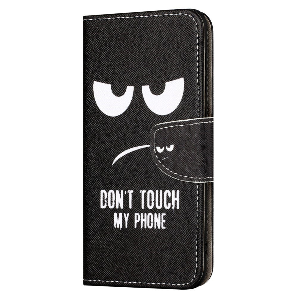 EIDERWOOD Motorola Moto G24 Power Læder Mobil Cover m. Pung & Print - "Don't Touch My Phone"