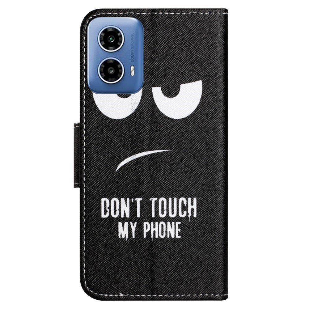 EIDERWOOD Motorola Moto G24 Power Læder Mobil Cover m. Pung & Print - "Don't Touch My Phone"