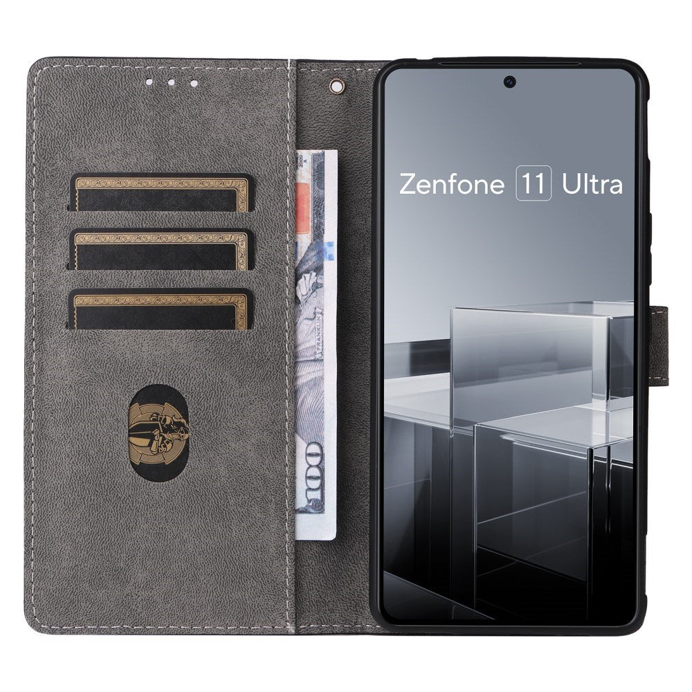 EIDERWOOD Asus Zenfone 11 Ultra Læder Mobil Cover m. Pung og Strop - Sort