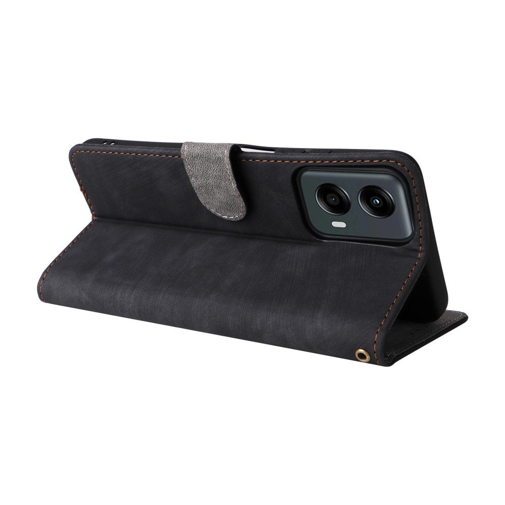 EIDERWOOD Motorola Moto G 5G (2024) Læder Mobil Cover m. Pung & Strop - Sort