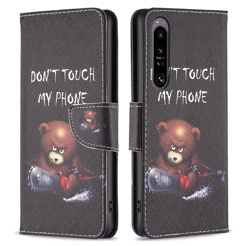 EIDERWOOD Sony Xperia 1 VI Læder Mobil Cover m. Pung & Ståfunktion - "Don't Touch My Phone" - Bjørn