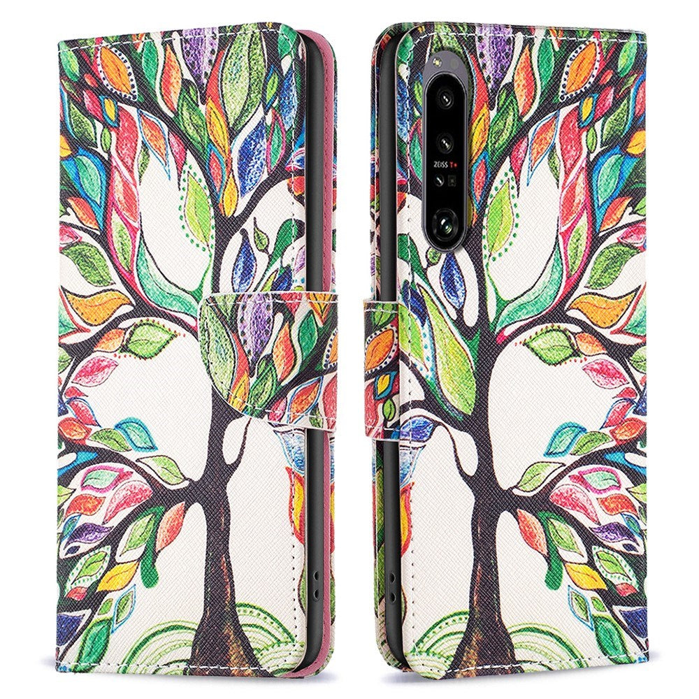 EIDERWOOD Sony Xperia 1 VI Læder Mobil Cover m. Pung & Ståfunktion - Farverigt Træ