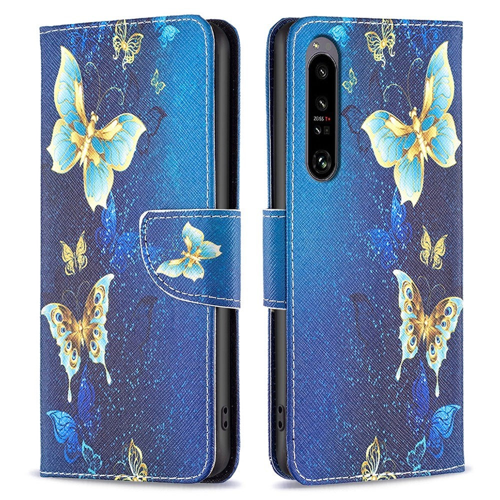 EIDERWOOD Sony Xperia 1 VI Læder Mobil Cover m. Pung & Ståfunktion - Blå med Sommerfugle