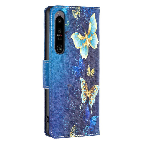 EIDERWOOD Sony Xperia 1 VI Læder Mobil Cover m. Pung & Ståfunktion - Blå med Sommerfugle