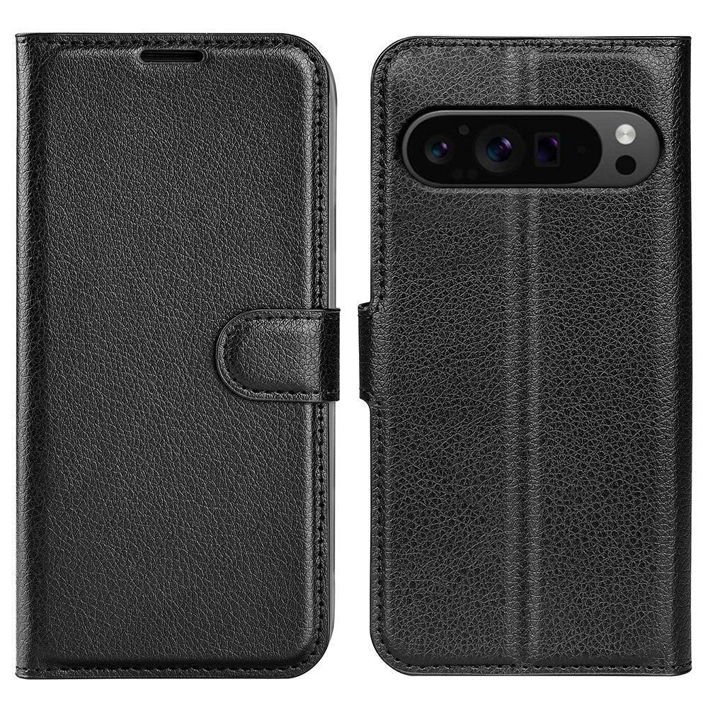 EIDERWOOD Google Pixel 9 Pro XL Litchi Læder Mobil Cover m. Pung - Sort
