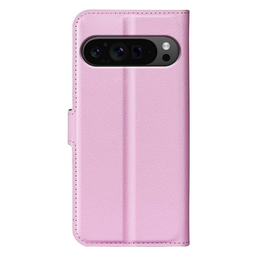 EIDERWOOD Google Pixel 9 Pro XL Litchi Læder Mobil Cover m. Pung - Lyserød