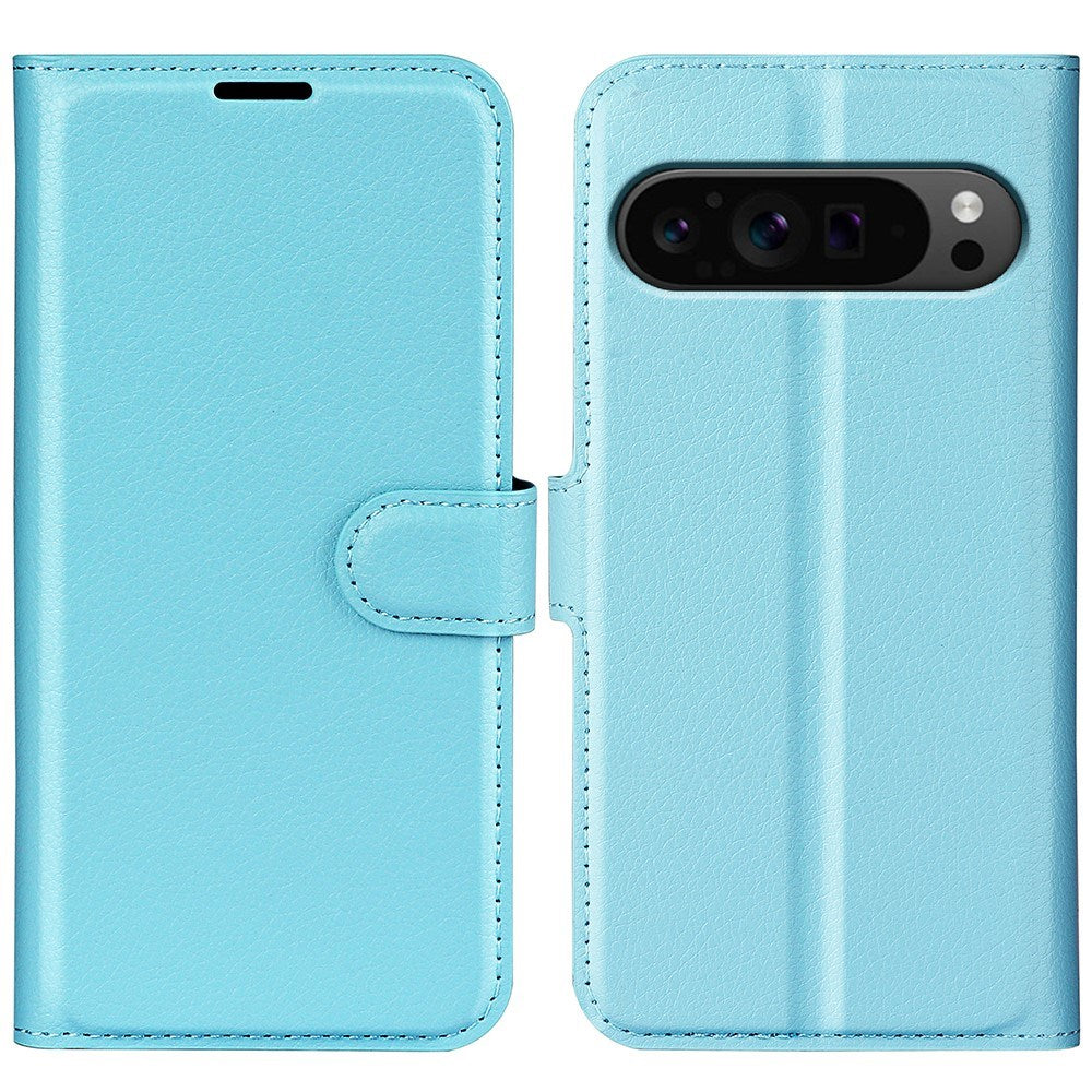 EIDERWOOD Google Pixel 9 Pro XL Litchi Læder Mobil Cover m. Pung - Blå