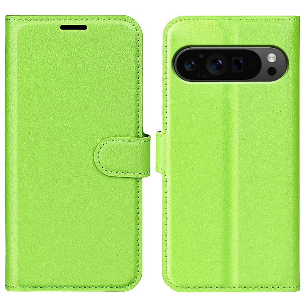 EIDERWOOD Google Pixel 9 Pro XL Litchi Læder Mobil Cover m. Pung - Grøn