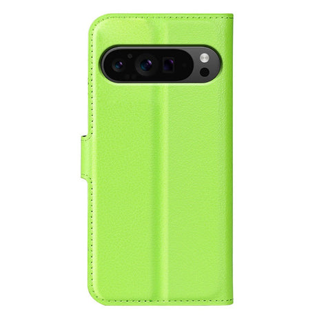 EIDERWOOD Google Pixel 9 Pro XL Litchi Læder Mobil Cover m. Pung - Grøn