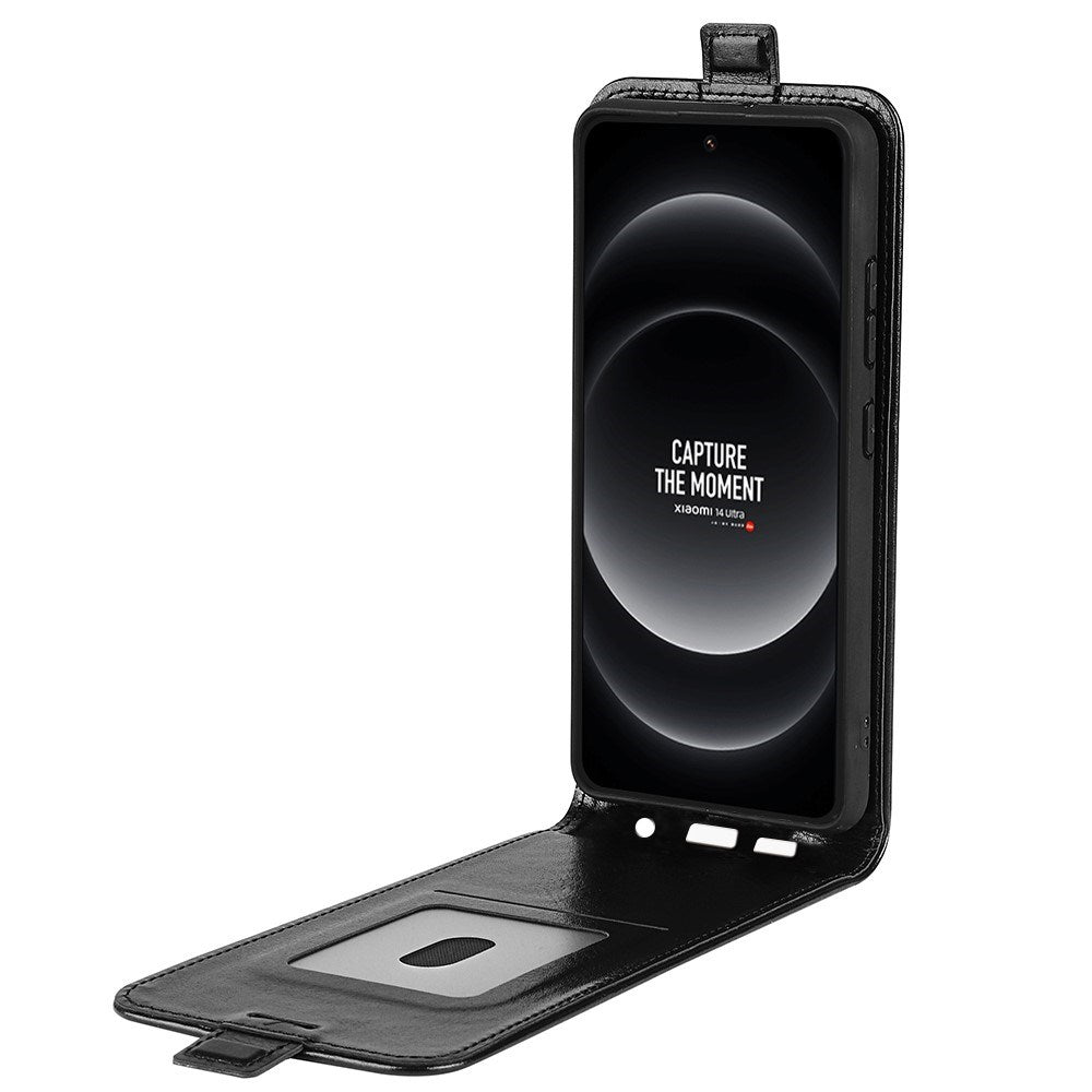 EIDERWOOD Xiaomi 14 Ultra Vertikalt Læder Mobil Cover m. Kortholder - Sort