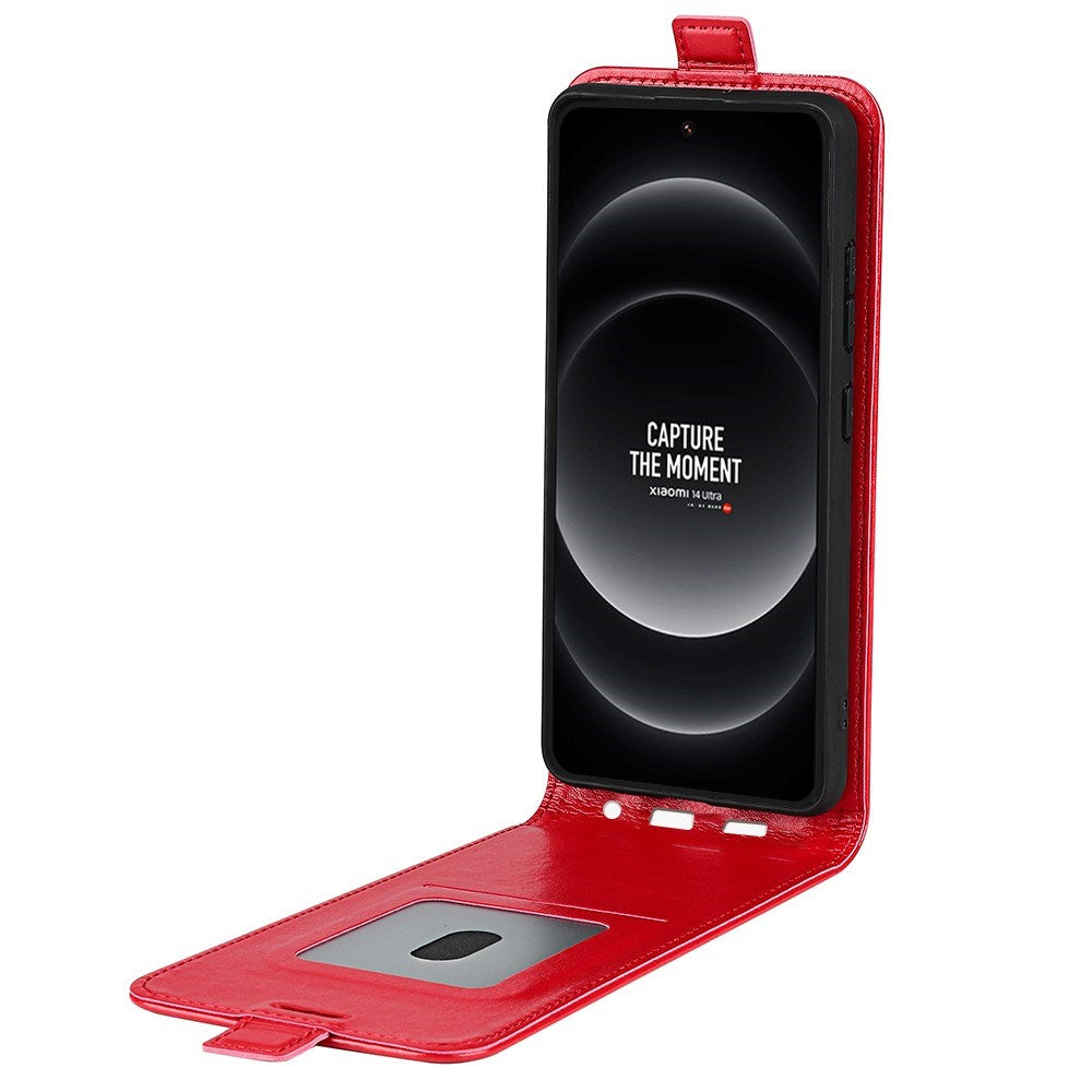 EIDERWOOD Xiaomi 14 Ultra Vertikalt Læder Mobil Cover m. Kortholder - Rød