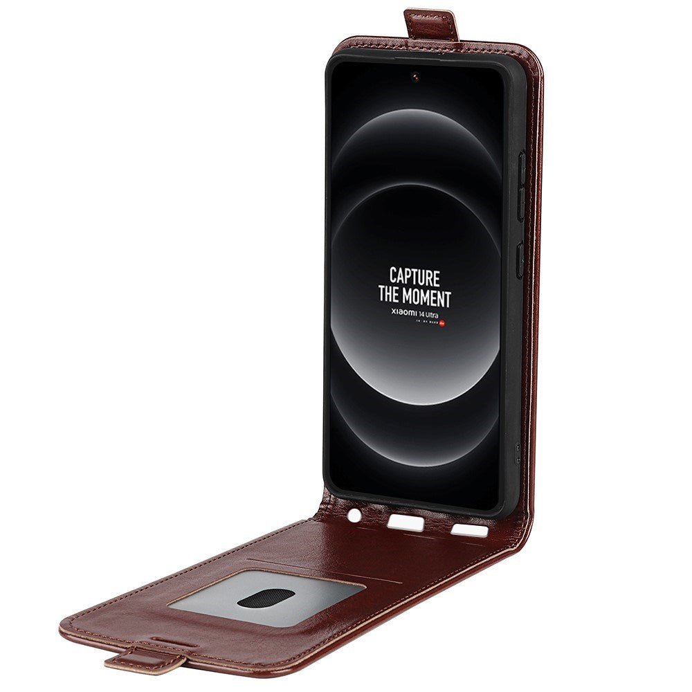 EIDERWOOD Xiaomi 14 Ultra Vertikalt Læder Mobil Cover m. Kortholder - Brun