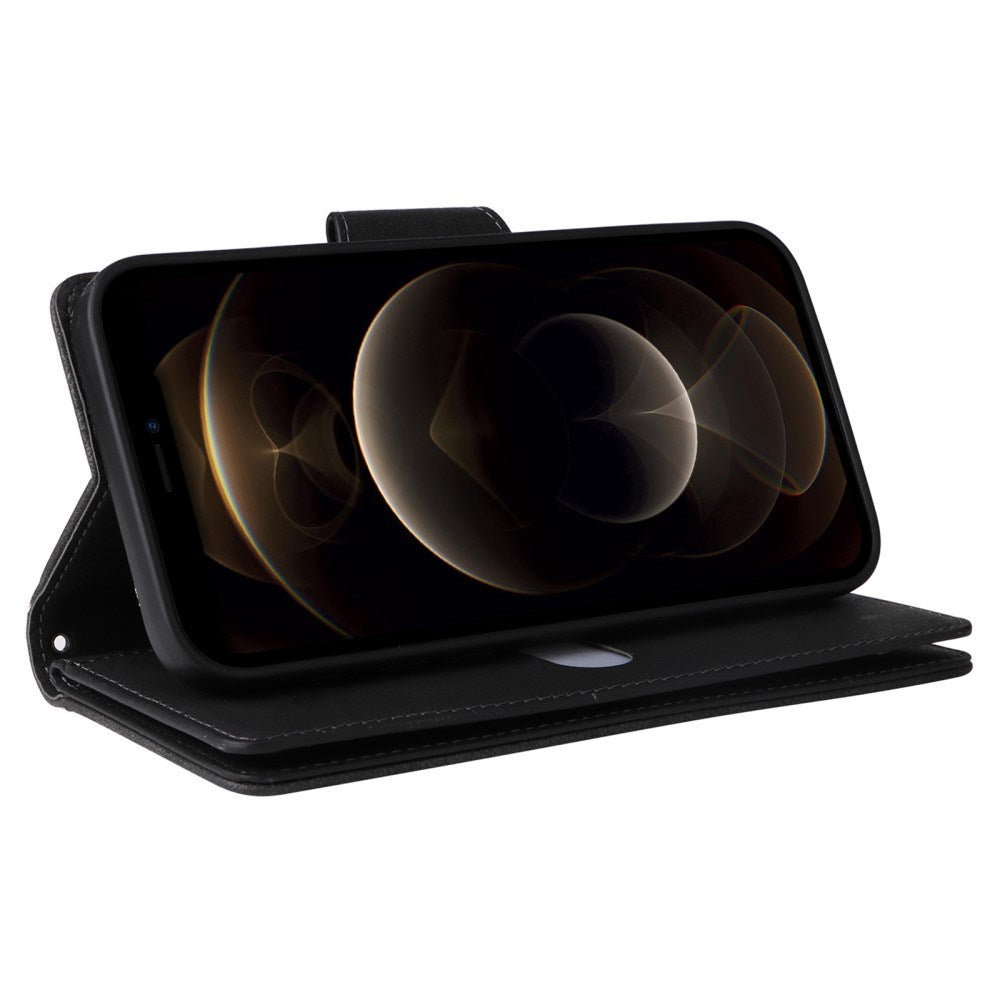 EIDERWOOD iPhone 12 Pro Max Cover med Kortholder & Lynlåslomme - Sort