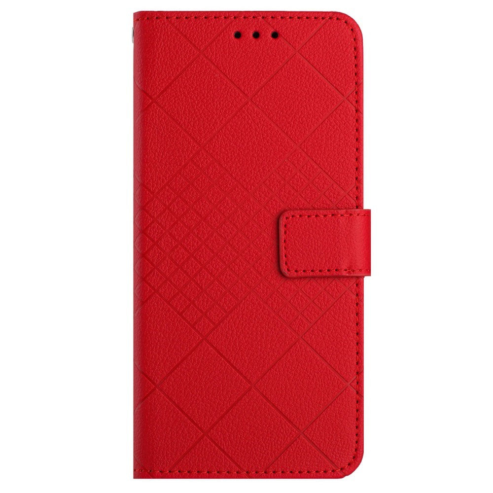 EIDERWOOD Sony Xperia 10 VI Læder Mobil Cover m. Pung & Strop - Rombe Indgravering - Rød