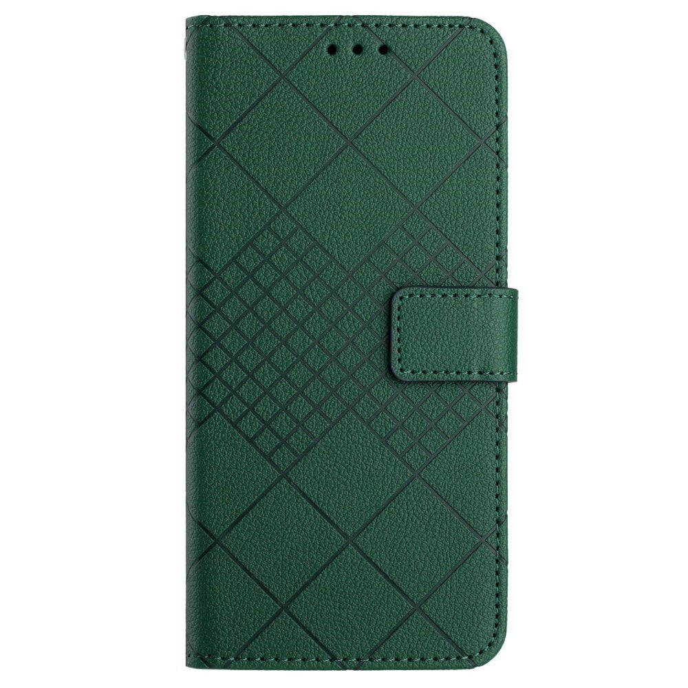 EIDERWOOD Sony Xperia 10 VI Læder Mobil Cover m. Pung & Strop - Rombe Indgravering - Grøn