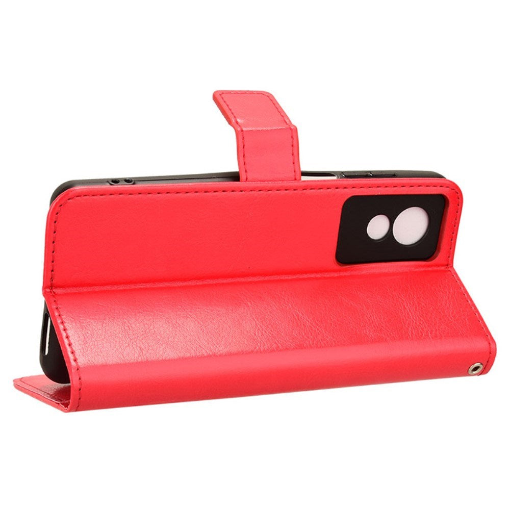 EIDERWOOD TCL 501 Blankt Kunstlæder Mobil Cover m. Pung & Strop - Rød